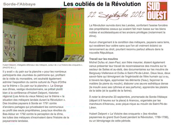 orthe, sorde, abbaye, grange aux dimes, pain, farine, blé, moulin, meule