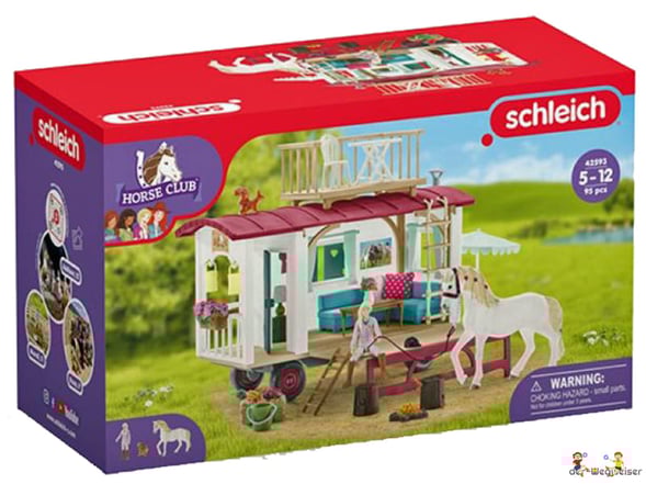 Bei der Bestellung im Onlineshop der-Wegweiser erhalten Sie das Schleich Paket 42593 Wohnwagen für geheime Club-Treffen. 