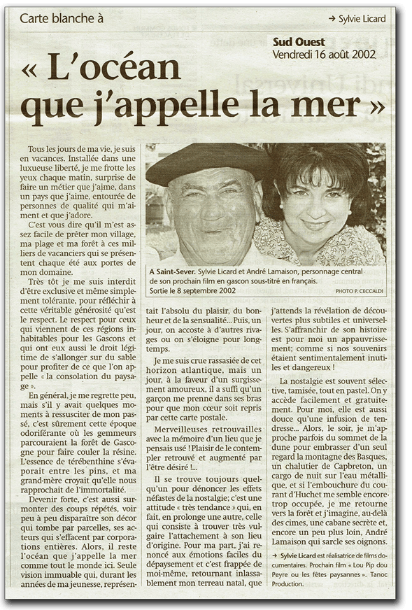sylvie licard, tanoc productions, orthe, landes, aquitaine, gascogne, film, regionalisme, sudouest, chalosse, bas-adour