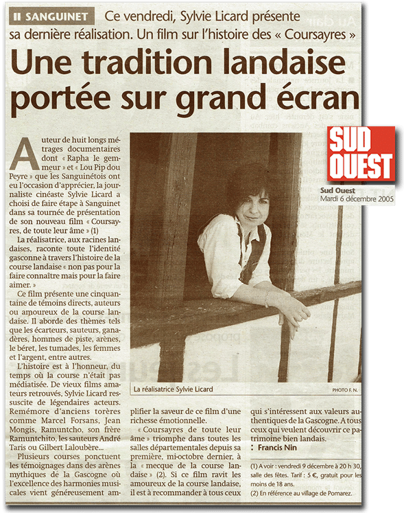 sylvie licard, tanoc productions, orthe, landes, aquitaine, gascogne, film, regionalisme, sudouest, chalosse, bas-adour