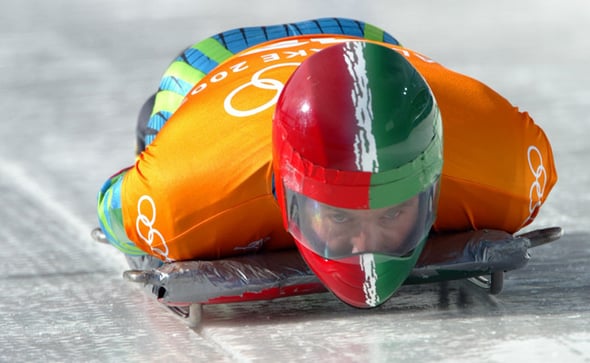 Luis Carrasco "El Cuaz" en juegos olímpicos de invierno en Salt Lake, descenso skeleton