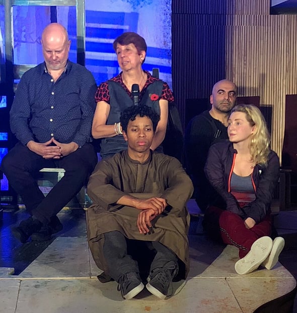 Q and A with me and Director, Stuart Mullins. Photo by Ann Harding.