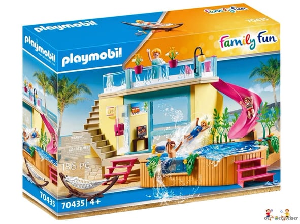 Bei der Bestellung im Onlineshop der-Wegweiser erhalten Sie das Playmobil Paket 70435 "Playmobil Family Fun Bungalow mit Pool 70435".