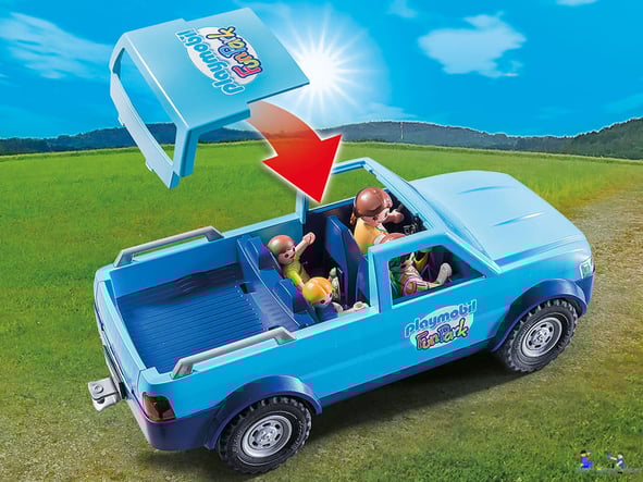 Besonderheiten im Playmobil Paket 9502 ist ein Pick-Up mit abnehmbarem Dach enthalten.