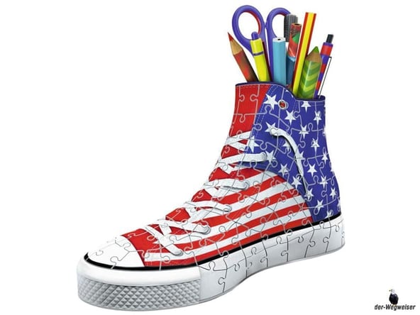 Im Paket Ravensburger Puzzle sind 108 Kunststoff-Puzzleteile mit einer Schritt-für-Schritt Anleitung enthalten.