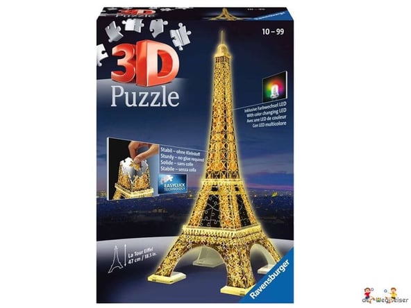 Bei Bestellung im online Shop der-Wegweiser erhalten Sie das Ravensburger Paket 12579 "Eifelturm 3D".