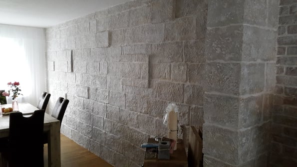 Steinwerke.ch moderne Wandverkleidung - Deko - Design - Wandpaneele, Modern - Elegant - Exklusiv - Wohnzimmer - Steinwandbeleuchtung - Kunststein - Ambiente - Freude