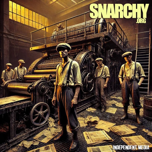 Snarchy independent media - logo and brand graphic (vintage newspaper printing press) #snarchy