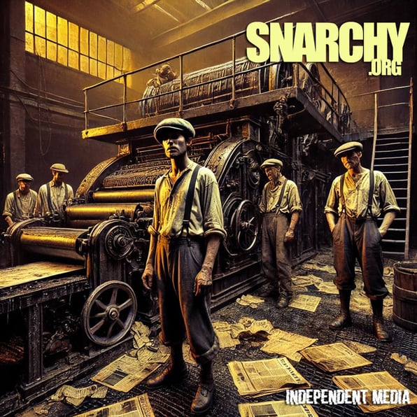Snarchy independent media - logo and brand graphic (vintage newspaper printing press) #snarchy