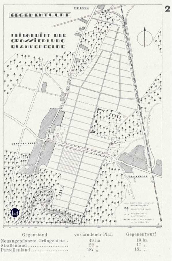 Die durch den Architekten Cuda verbesserte Planung der "Süd-Berliner-Boden A. G." für Blankenfelde.