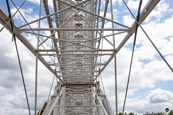 Riesenräder sind eine beeindruckende Stahlkonstruktion - kaum zu glauben, das diese innerhalb weniger Stunden zerlegt und abtransportiert werden können, um dann an einem anderen Ort wiederaufgebaut zu werden...
