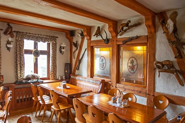 1. Obergeschoss. Tierpräparate im Jagdzimmer.