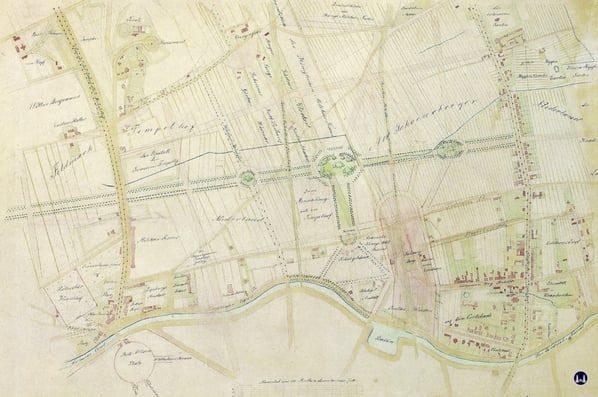 Lennés Bebauungsplan für die Tempelhofer und Schöneberger Feldmark, ca. 1857. 
