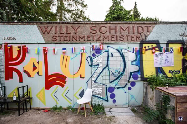 Neukölln 48 Stunden. Graffiti Werkstatt Steinmetzbetrieb Willy Schmidt.