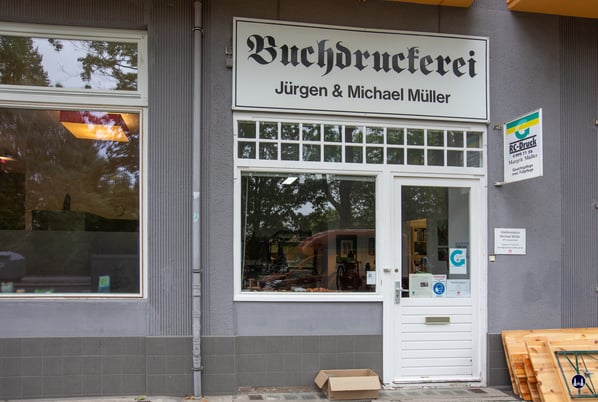 Außenansicht der Druckerei Müller in Tempelhof.