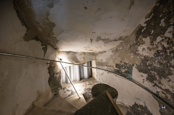 Das Ende der Wendeltreppe ist in Höhe des 2. OG. erreicht. 