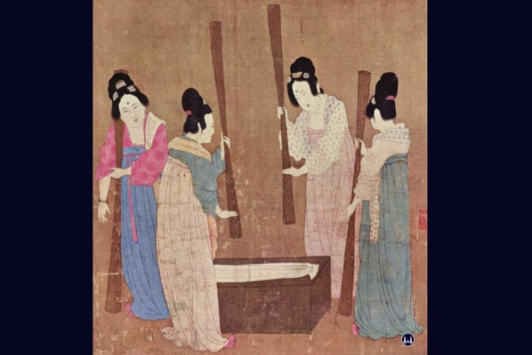 Frauen verarbeiten Seide (Huizong, China, 12. Jh.)