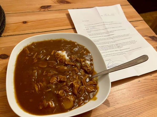 グラスゴーに着いた日の晩ごはんは大井プロお手製のカレー