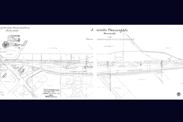 Gleisplan des Bahnhofs Marienfelde von 1892.