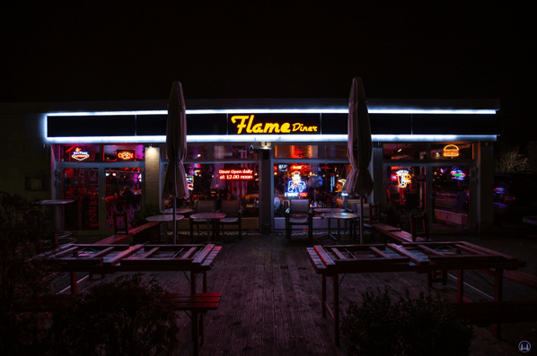 Das Flame-Diner in Berlin-Marienfelde. Außenfassade.