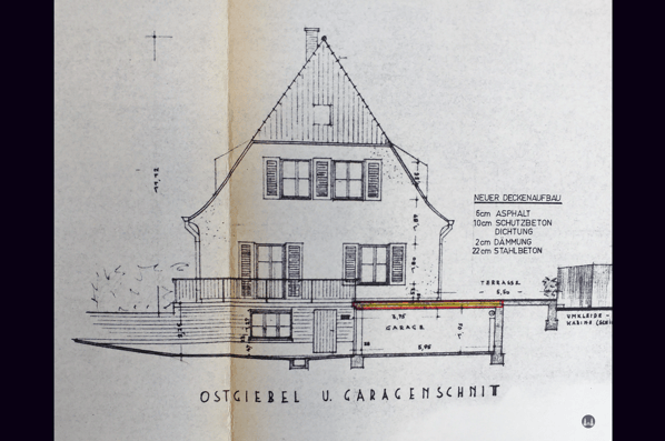 Lortzingclub in Berlin - Lichtenrade. Zeichnung zur Erneuerung der Garagendecke