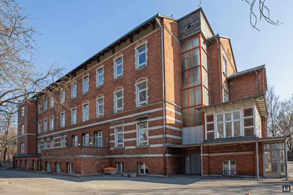 Die Kuranstalt Berolinum an der Lankwitzer Leonorenstraße. Blick auf das Haus für männliche Pensionäre.