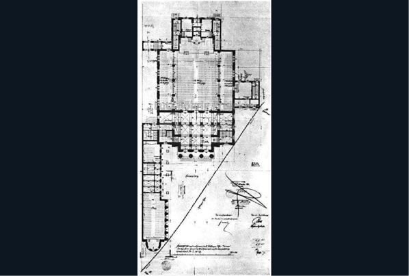 Grundriss der Synagoge Fraenkelufer.