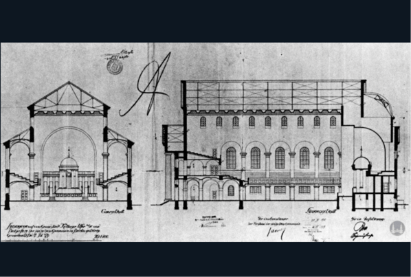 Querschnitt der Synagoge Fraenkelufer.