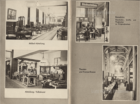 Wertheim Berlin Leipziger Platz. Volkskunstabteilung und Reisebüro.