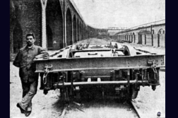 Drehgestell des Siemens Schnelltriebwagen, welcher auf der Militärbahn für Versuchsfahrten genutzt wurde.