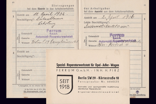 Gewerbehof Körtestraße 10 in Berlin - Kreuzberg. Arbeitsunterlagen von Helmut Jordan 1936.