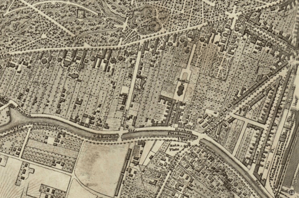 Karte der Umgebung der St. Matthäuskirche von 1855.