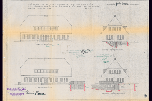 Lortzingclub in Berlin - Lichtenrade. Planungszeichnung der Fassaden