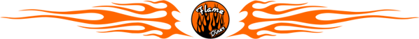 Das Flame-Diner in Berlin-Marienfelde. Logo des Flame-Diners.
