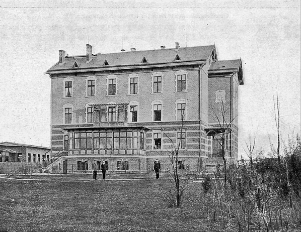 Die Kuranstalt Berolinum an der Lankwitzer Leonorenstraße. Historische Abbildung des Gebäudes für "Männlichen Pensionäre".
