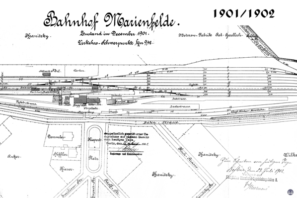 Gleisplan des Bahnhofs Marienfelde von 1901/1902.