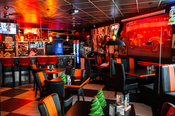 Das Flame-Diner in Berlin-Marienfelde. Nixon und Elvis-Presley.