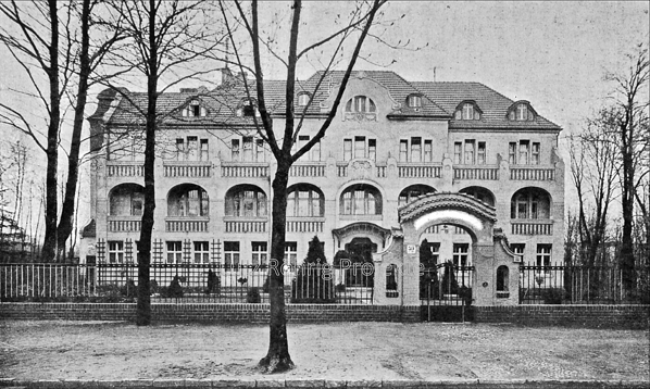 Die Kuranstalt Berolinum an der Lankwitzer Leonorenstraße. Alte Postkarte des ehem. Kuurgebäudes.