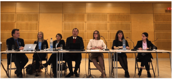 Marc Rotenberg (EPIC), Helen Dixon (DPC), Andrea Jelenik (EDPS), Nguyen Anh Tuan (BGF), Elizabeth Denham (ICO),  Valeria Milanes (ADC), and Gallia Daor (OECD)