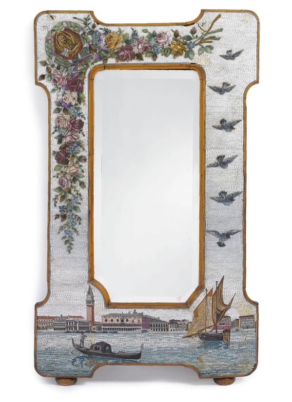 Großer venezianischer Mikromosaik Spiegel um 1890