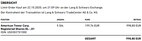 freaky finance, Trade Republic Aktienkauf, American Tower