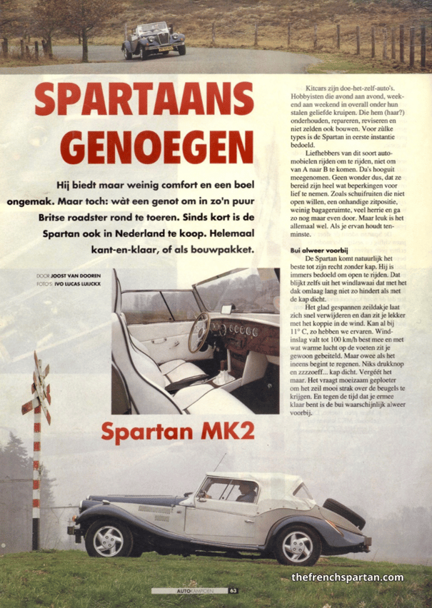 Article sur les Spartan : SPARTAANS GENOEGEN