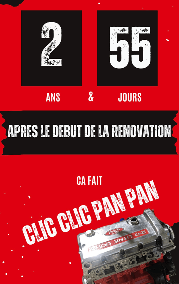 2 years and 55 days after the start of the renovation, the engine started