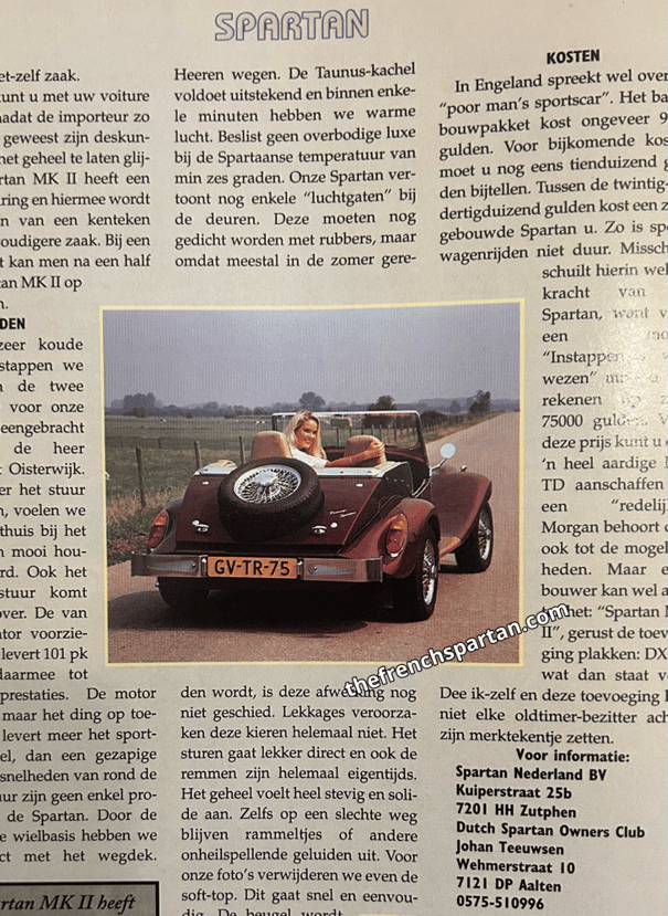 Article de British Sports Car sur Spartan Nederland