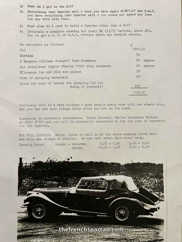 Proposition commerciale de Spartan Cars