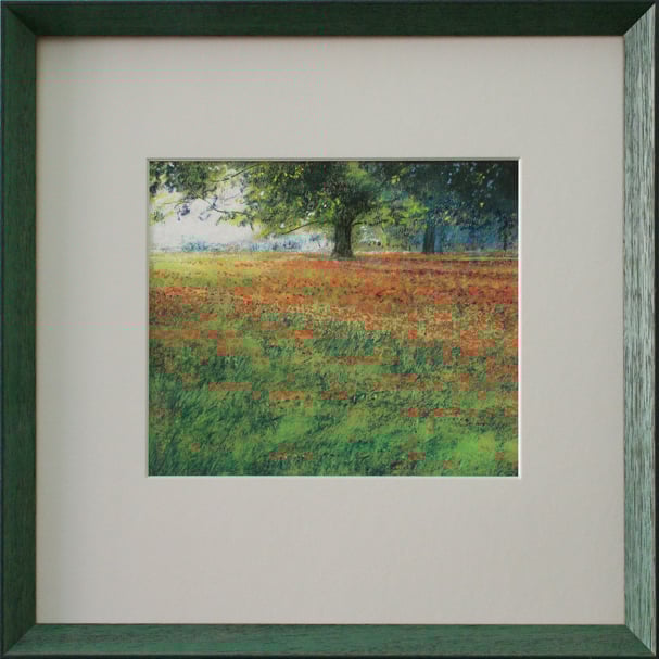 "Mohnwiese" (Pastell), 40 cm x 40 cm