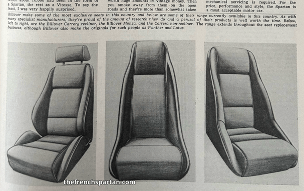  Billover seats frequently fitted to early Spartans