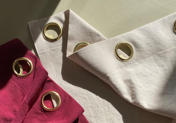 帆布カーテン｜ボジョレー×真鍮・きなり×真鍮