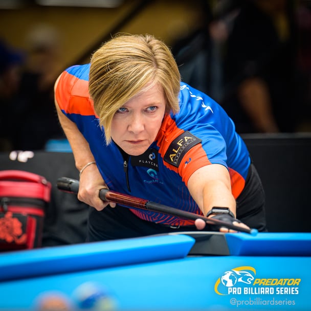 曽根恭子に勝利し4強入りしたアリソン・フィッシャー © probilliardseries 2022