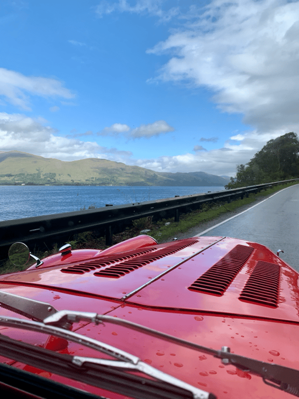Scotland in old car